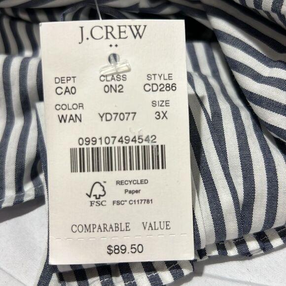J. Crew Factory cd286 Striped ruffleneck button-up size 3X NWT - Picture 4 of 7